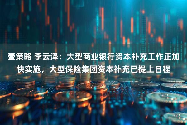 壹策略 李云泽：大型商业银行资本补充工作正加快实施，大型保险集团资本补充已提上日程