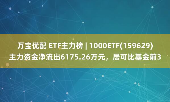 万宝优配 ETF主力榜 | 1000ETF(159629)主力资金净流出6175.26万元，居可比基金前3
