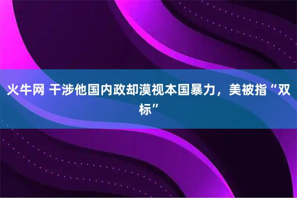 火牛网 干涉他国内政却漠视本国暴力，美被指“双标”